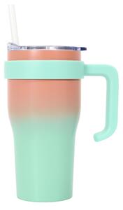 CMP KA0586 Termohrnček so slamkou a držadlom ombré, 900 ml, zelená a oranžová farba
