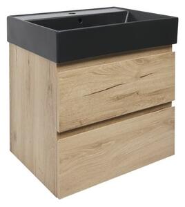 Kúpeľňová skrinka 2 zásuvky s umývadlom SAT B-Way 59x50x45 cm dub matný BWAY260OAKU2BB