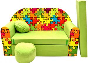 Detská pohovka zelená puzzle