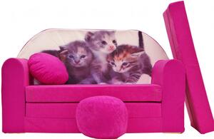 Detská pohovka ružová mačky