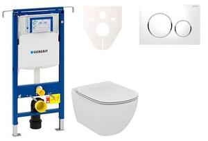 Cenovo zvýhodnený závesný WC set Geberit do ľahkých stien / predstenová montáž + WC Ideal Standard Tesi 111.355.00.5NE4