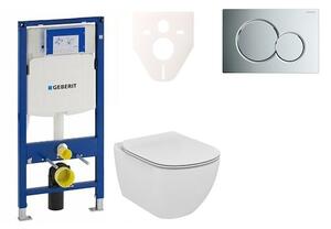 Cenovo zvýhodnený závesný WC set Geberit do ľahkých stien / predstenová montáž + WC Ideal Standard Tesi 111.300.00.5NE2