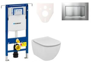 Cenovo zvýhodnený závesný WC set Geberit do ľahkých stien / predstenová montáž + WC Ideal Standard Tesi 111.355.00.5NE7