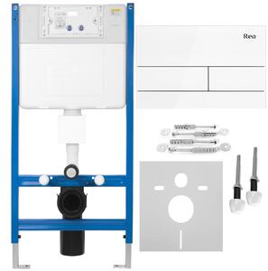 Podomietkový WC systém K011A-Q + tlačidlá T White Glass