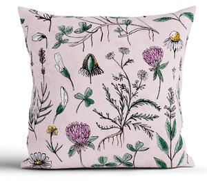 Bavlnená obliečka na vankúš Renforcé 40 × 40 cm - Herbár púdrový