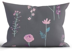 Bavlnená obliečka na vankúš Renforcé 40 × 60 cm - Vlčie maky tmavo šedé