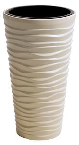 Prosperplast Kvetináč s vyberateľnou vložkou Sand Slim (Š 30 x V 52 x H 30 cm, krémová) (100275823)