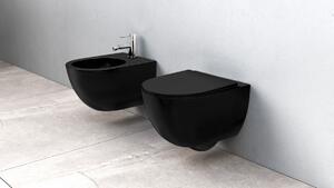 Závesná WC misa Rea Carlo Mini Rimless Flat čierna matná