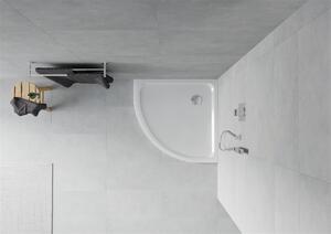 Mexen SLIM - Štvrťkruhová sprchová vanička 80x80x5cm + chrómový sifón, biela, 41108080