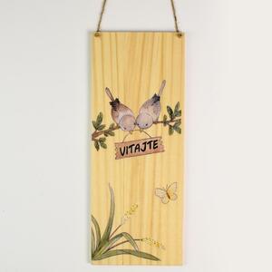 Záves vtáky Vitajte drevo 30x12x1cm natur 219255 - Dekorácia