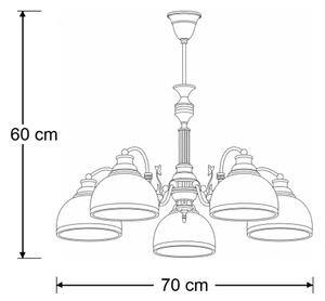 Brilagi - Luster na tyči TAURUS 5xE27/15W/230V priemer 70 cm bronz