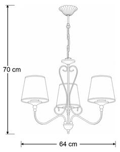 Brilagi - Luster na reťazi SONIA 3xE27/15W/230V, priemer 64 cm, krémová/patina