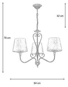 Brilagi - Luster na reťazi SONIA 3xE27/15W/230V, priemer 64 cm, krémová/patina