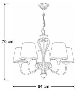 Brilagi - Luster na reťazi SONIA 5xE27/15W/230V pr. 64 cm krémová/patina