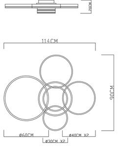 Globo 67260-120 - LED stmievateľné stropné svietidlo RUBIO 120W/230V 90x114 cm+DO