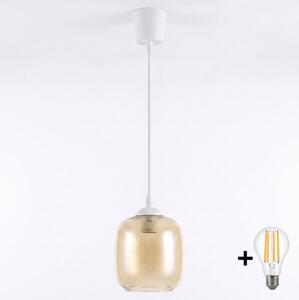 Brilagi - LED luster na lanku R GLASS 1xE27/60W/230V pr. 14 cm biela/dymová hnedá