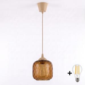 Brilagi - LED luster na lanku R GLASS 1xE27/60W/230V priemer 14 cm béžová/dymovo-hnedá