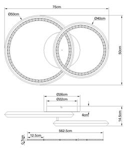 Globo 67329-50 - LED stmievateľné stropné svietidlo ALAINA 50W/230V 2700-6000K 50x75 cm + diaľkový ovládač