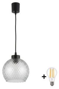 Brilagi - LED závesné svietidlo na lanku R GLASS 1xE27/60W/230V priemer 25 cm čierna/dymová sivá