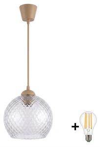 Brilagi - LED luster na lanku R GLASS 1xE27/60W/230V priemer 25 cm béžová/dymovo-sivá