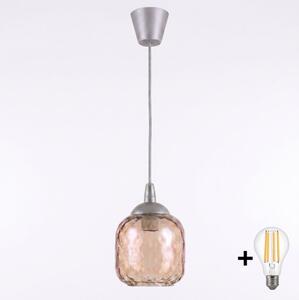 Brilagi - LED luster na lane GLASS 1xE27/60W/230V priemer 14 cm strieborná/dymovo-hnedá
