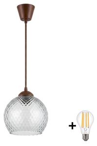 Brilagi - LED luster na lanku R GLASS 1xE27/60W/230V, priemer 25 cm, hnedá/dymová sivá