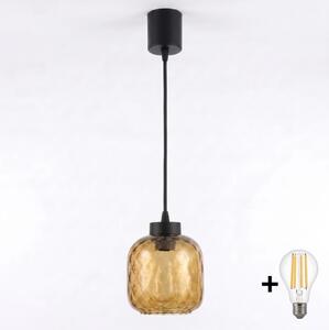 Brilagi - LED luster na lanku R GLASS 1xE27/60W/230V priemer 14 cm čierna/dymová hnedá