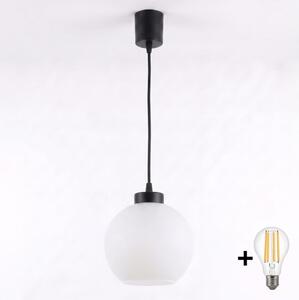 Brilagi - LED luster na lanku RETRO GLASS 1xE27/60W/230V pr. 15 cm čierna/biela