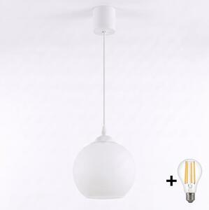 Brilagi - LED luster na lanku RETRO GLASS 1xE27/60W/230V priemer 15 cm biela