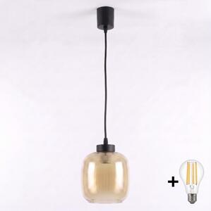 Brilagi - LED luster na lanku R GLASS 1xE27/60W/230V pr. 14 cm čierna/dymová hnedá