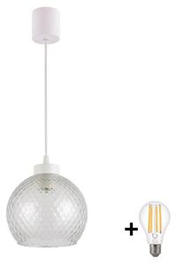 Brilagi - Závesný LED luster na lanku RETRO GLASS 1xE27/60W/230V pr. 25 cm biela/dymovo šedá