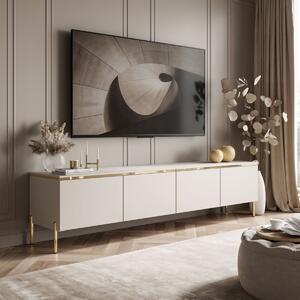 TV STOLÍK NESSIE ART 2 KAŠMÍR + ZLATÁ LIŠTA 200 cm LED