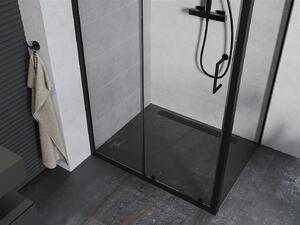 Mexen APIA, sprchový kút s posuvnými dverami 100 (dvere) x 80 (stena) cm, 5mm číre sklo, čierny profil, 840-100-080-70-00