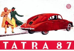 Auto Tatra 87 - ceduľa 29cm x 20cm Plechová tabuľa