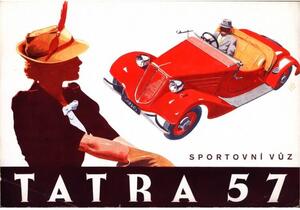 Tatra 57 - Sportovní vuz - ceduľa 29cm x 20cm Plechová tabuľa