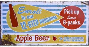 Ceduľa značka Apple Beer 30,5cm x 15,5cm Plechová tabuľa