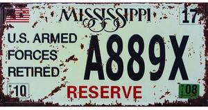 Ceduľa značka Mississippi 30,5cm x 15,5cm Plechová tabuľa