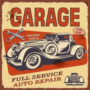 Ceduľa Garage - Original Parts 30x30 cm Plechová tabuľa