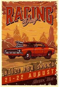 Ceduľa Racing - Houston Texas Vintage style 30cm x 20cm Plechová tabuľa
