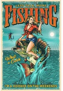 Ceduľa Fishing - What a Catch Vintage style 30cm x 20cm Plechová tabuľa