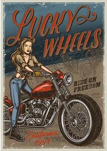 Ceduľa Motorcycles - Lucky Wheels Vintage style 30cm x 20cm Plechová tabuľa