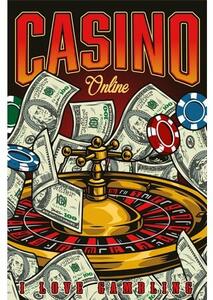 Ceduľa Casino - I Love Gambling Vintage style 30cm x 20cm Plechová tabuľa