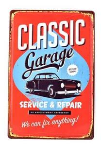 Ceduľa Classic Garage Vintage style 30cm x 20cm Plechová tabuľa