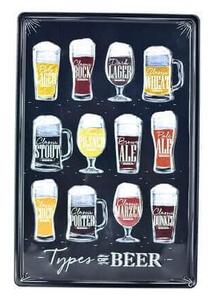 Ceduľa Types Of Beer Vintage style 30cm x 20cm Plechová tabuľa