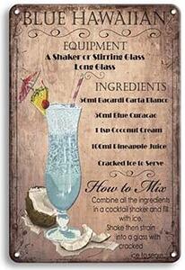 Ceduľa Bleu Hawaiian drink 30cm x 20cm Plechová tabuľa