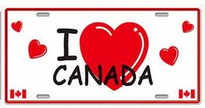 Ceduľa značka I Love Canada 30,5cm x 15,5cm Plechová tabuľa
