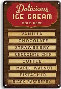Ceduľa Delicious Ice Cream 30cm x 20cm Plechová tabuľa