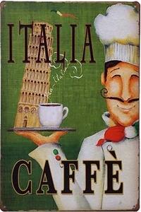 Ceduľa Italia Caffe 30cm x 20cm Plechová tabuľa