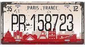 Ceduľa značka Paris France 30,5cm x 15,5cm Plechová tabuľa