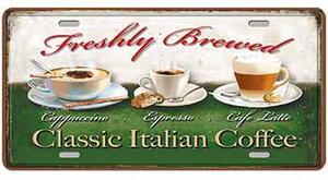 Ceduľa značka Classic Italian Coffee 30,5cm x 15,5cm Plechová tabuľa